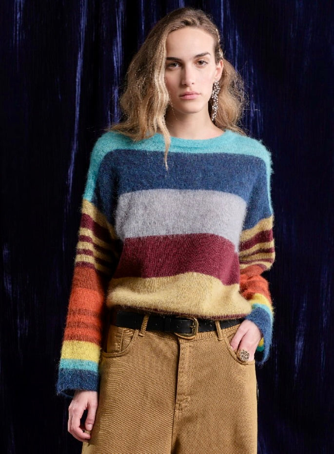 Maglia girocollo righe colorate