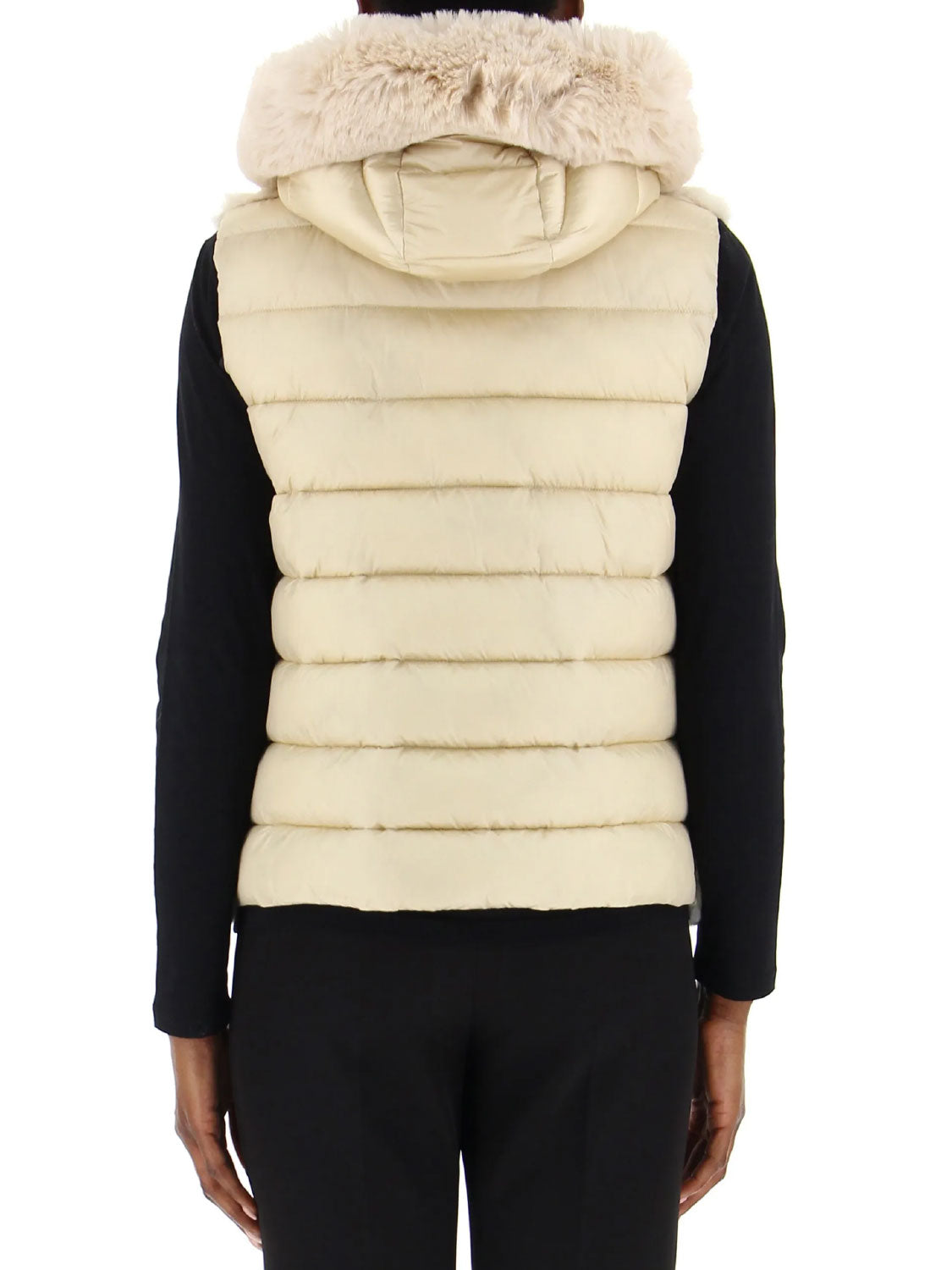 Gilet ecopelliccia cappuccio