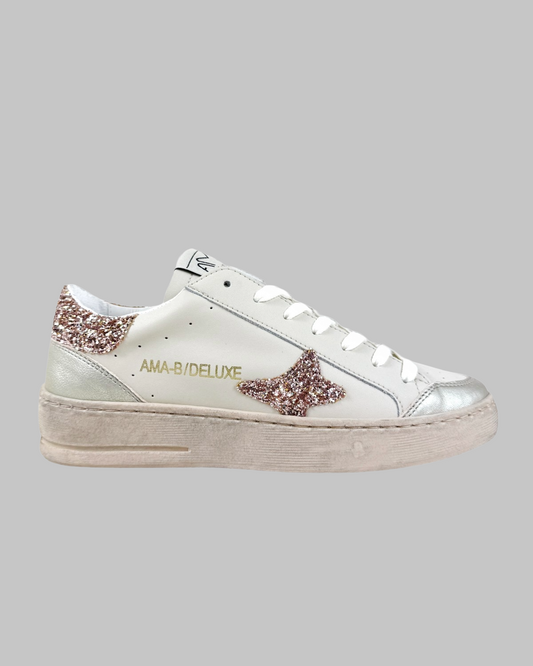 Scarpe pelle inserto rosa