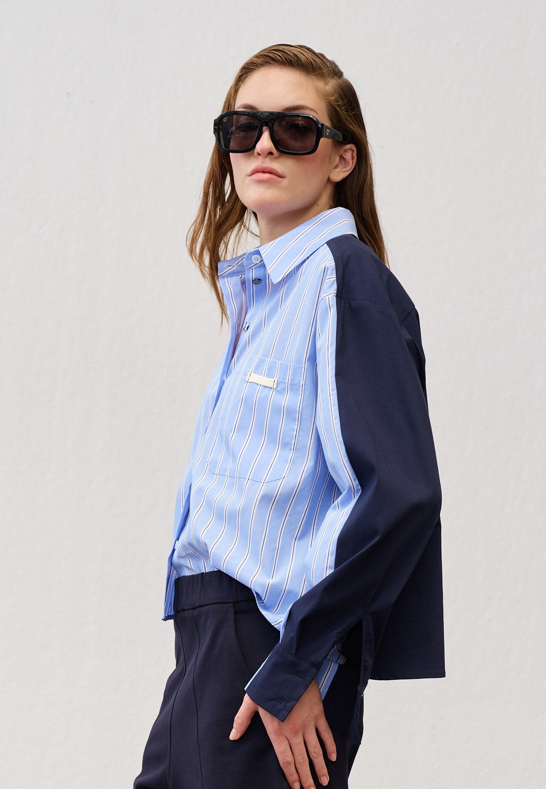 Camicia riga/tinta unita