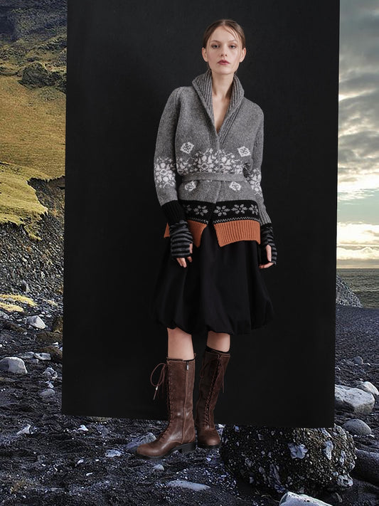 Cardigan jacquard cintura