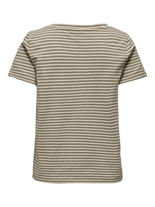 T-shirt scollo V righe