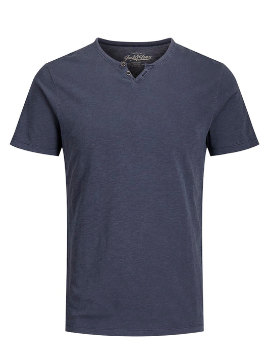 T-shirt scollo V bottoncini