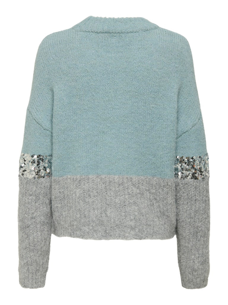 Maglia girocollo riga paillettes