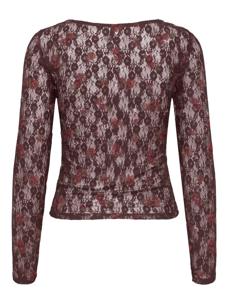 T-shirt pizzo maniche lunghe