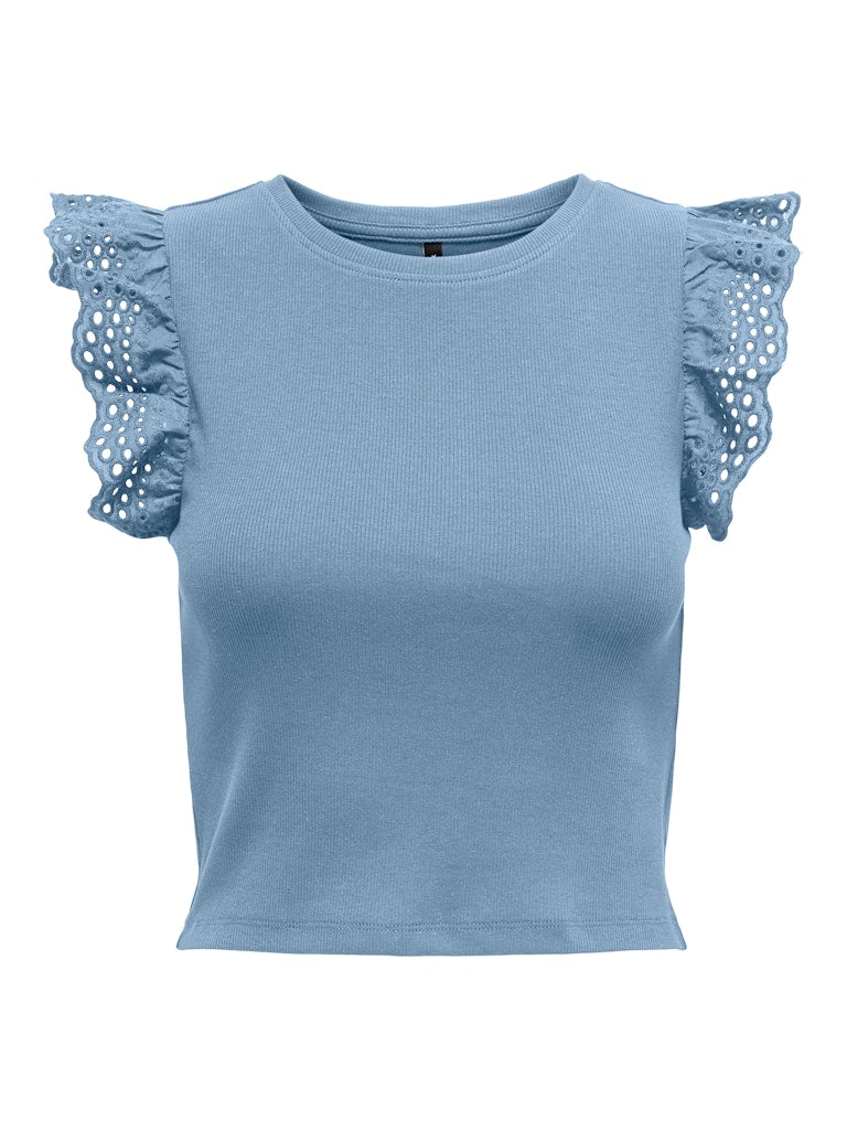 T-shirt crop alette sangallo