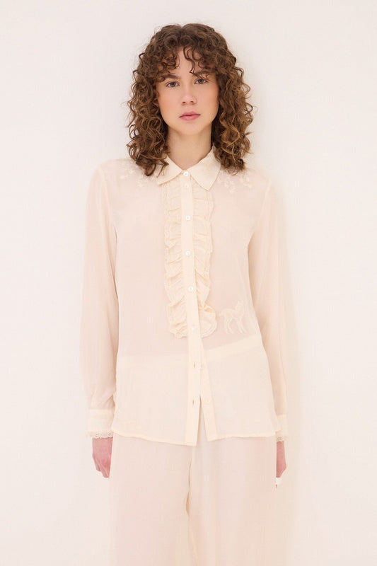Camicia ricamata jabot