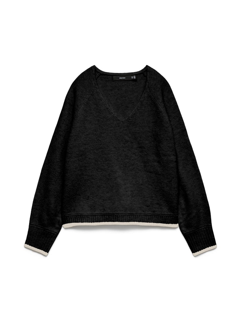 Maglia scollo V contrasti
