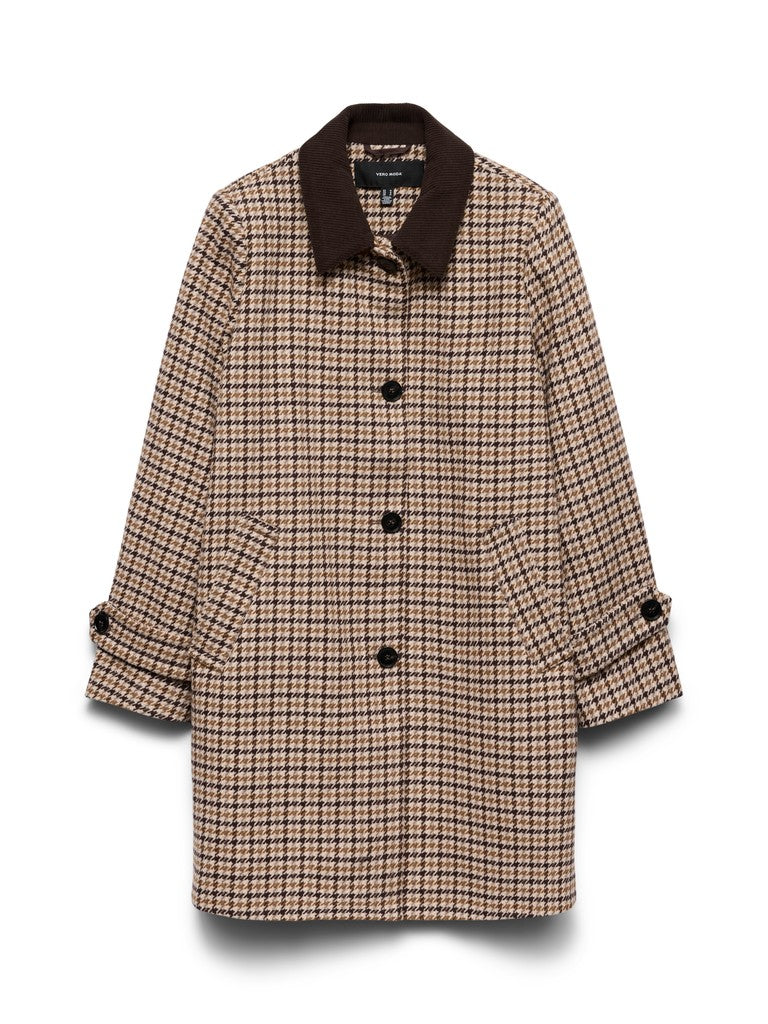 Giaccone pied de poule donna con lana
