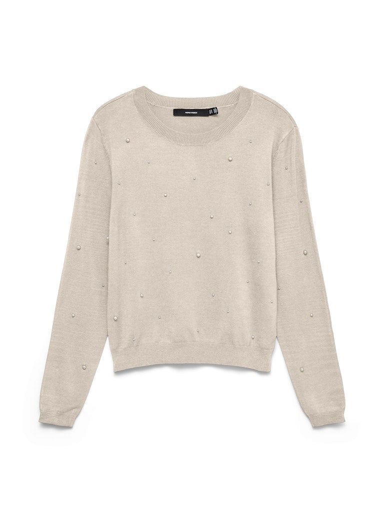 Maglia girocollo perle