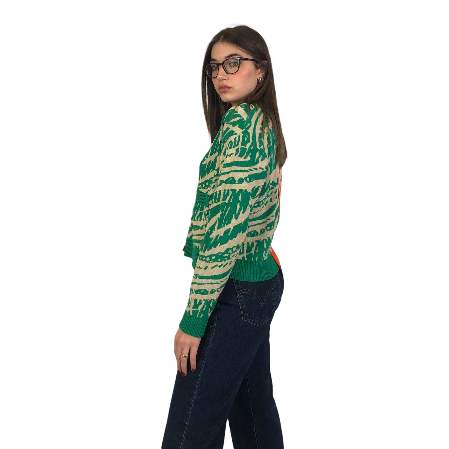 CARDIGAN BICOLORE ANIMALIER