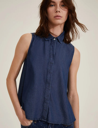 Camicia tencel smanicata