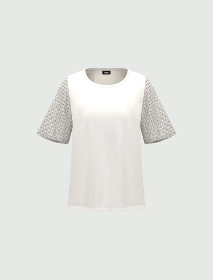 T-shirt maniche sangallo