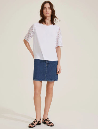 T-shirt maniche sangallo