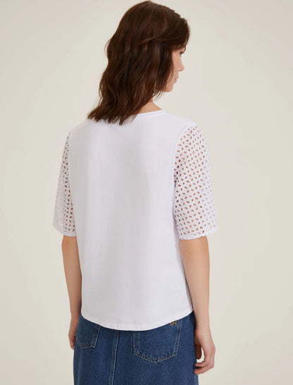 T-shirt maniche sangallo