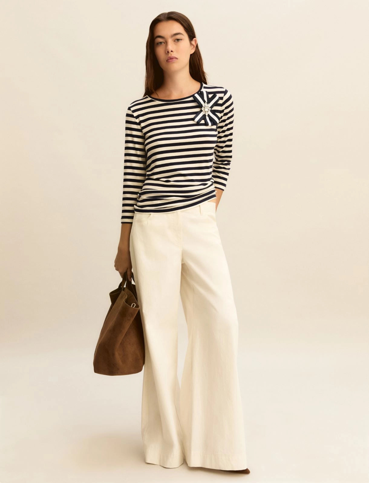 T-shirt rigata maniche 3/4