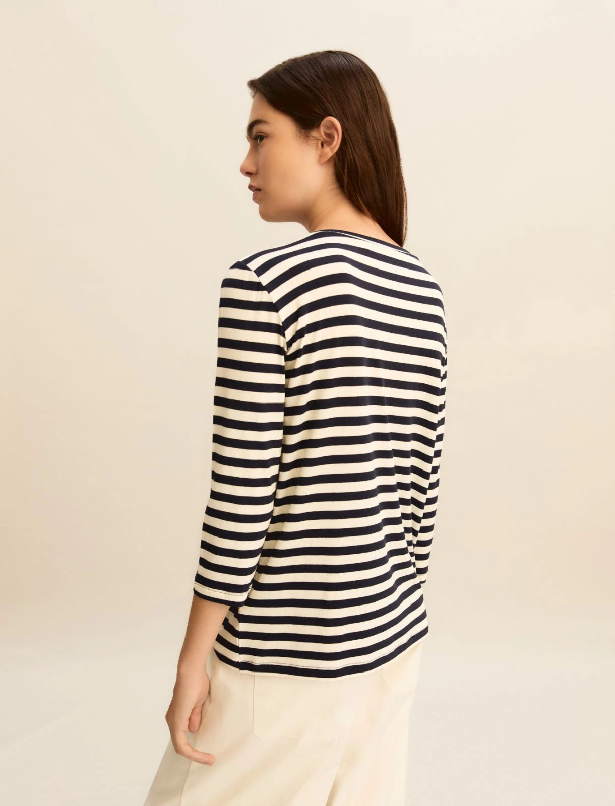 T-shirt rigata maniche 3/4