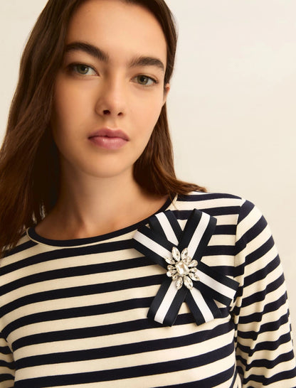 T-shirt rigata maniche 3/4