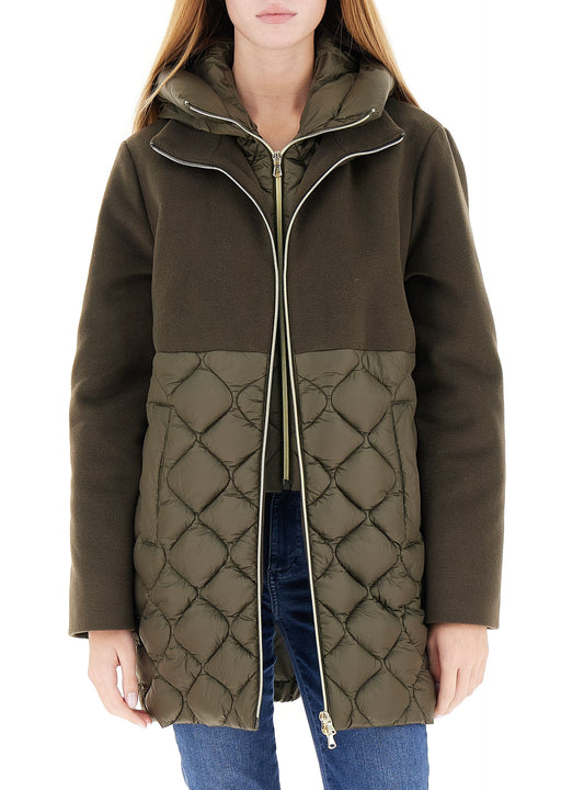 Piumino losanghe cappuccio