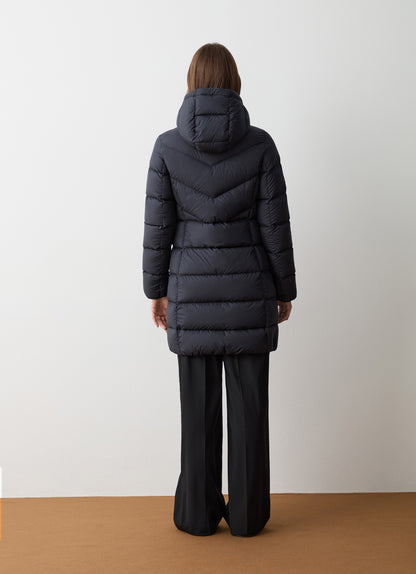 Piumino 3/4 cappuccio fisso