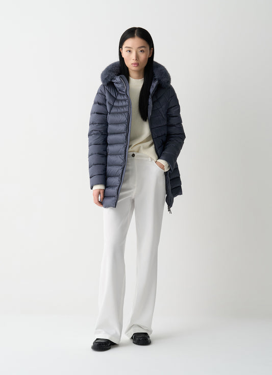 Piumino cappuccio pelo