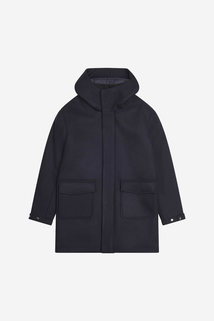 Giaccone lana cappuccio