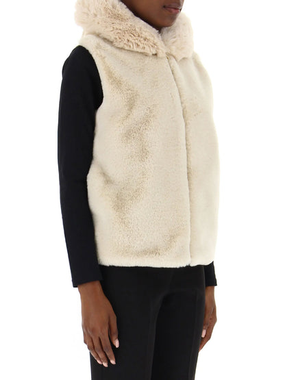 Gilet ecopelliccia cappuccio