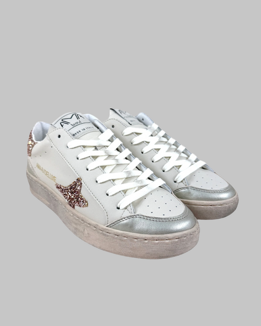 Scarpe pelle inserto rosa