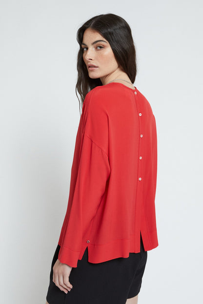 Camicia girocollo misto seta