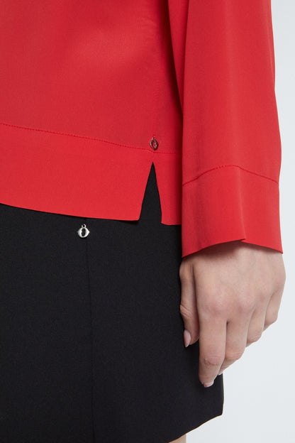 Camicia girocollo misto seta