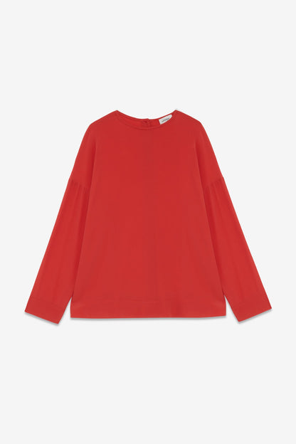 Camicia girocollo misto seta