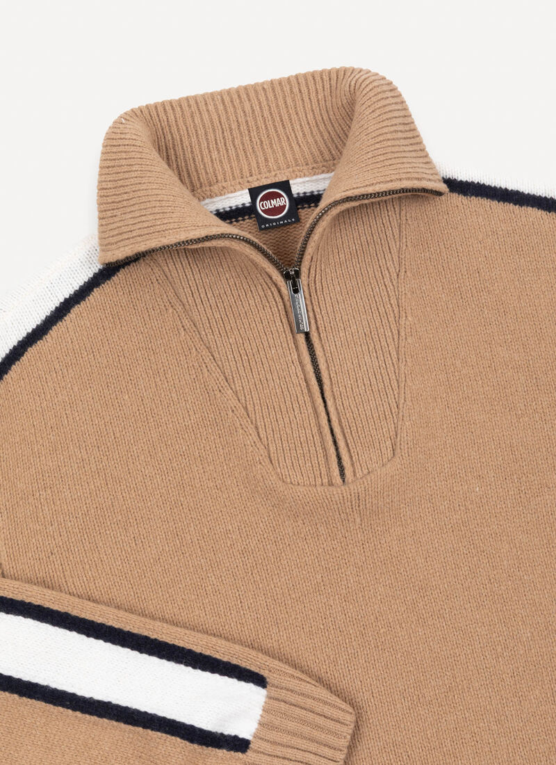 Lupetto zip contrasti spalle
