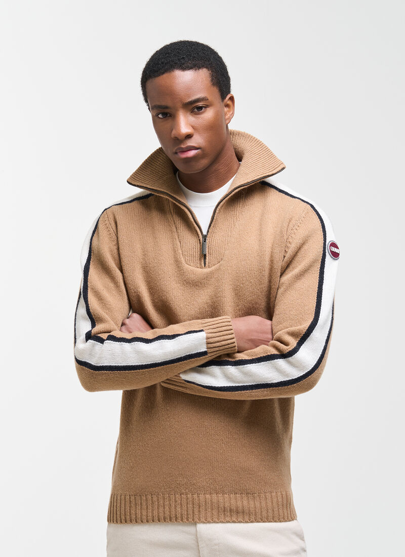 Lupetto zip contrasti spalle
