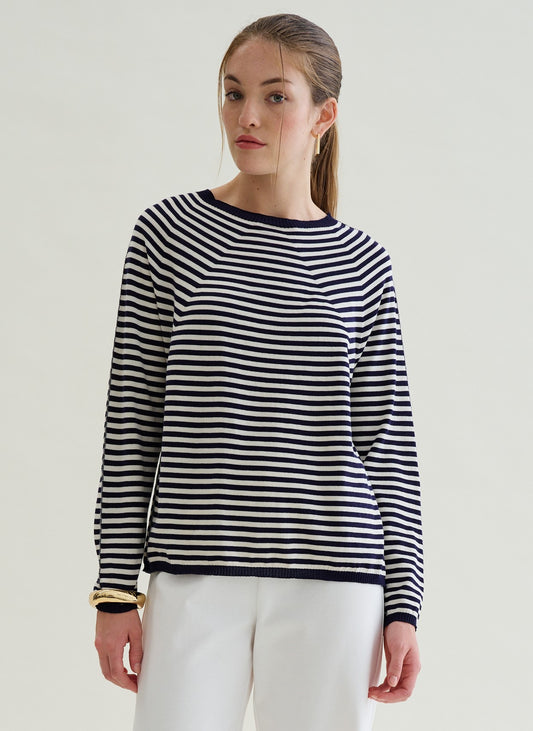 Maglia scollo barca rigata
