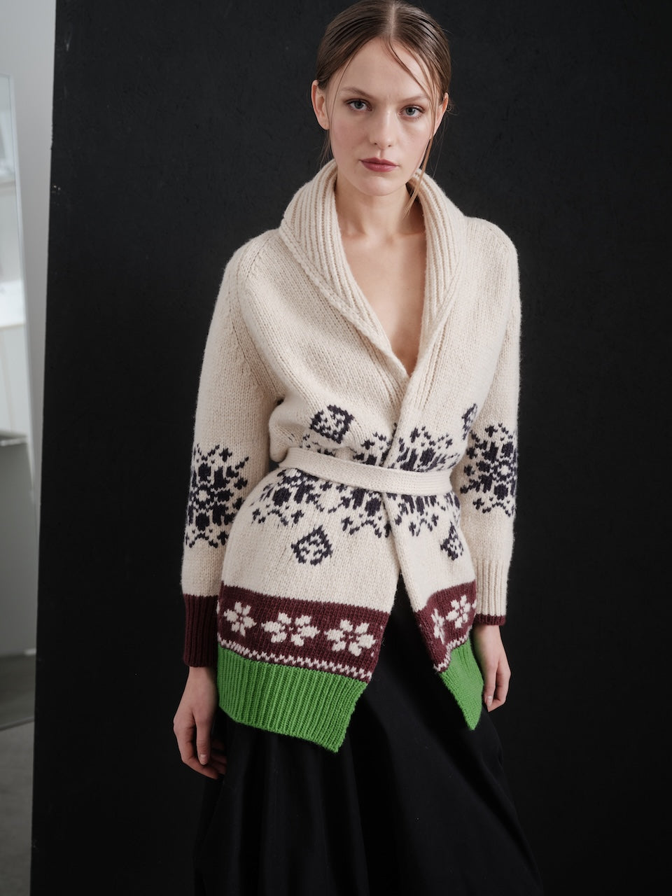 Cardigan jacquard cintura