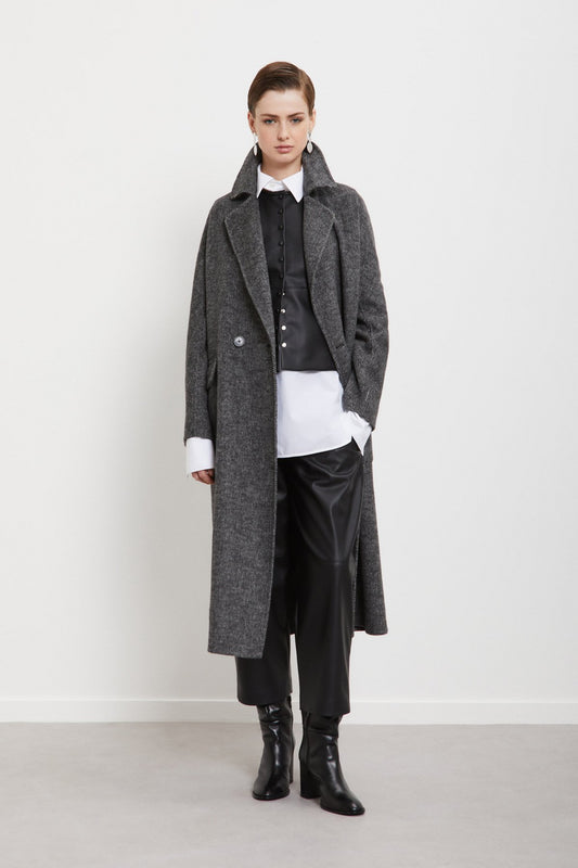 Cappotto spigato cintura