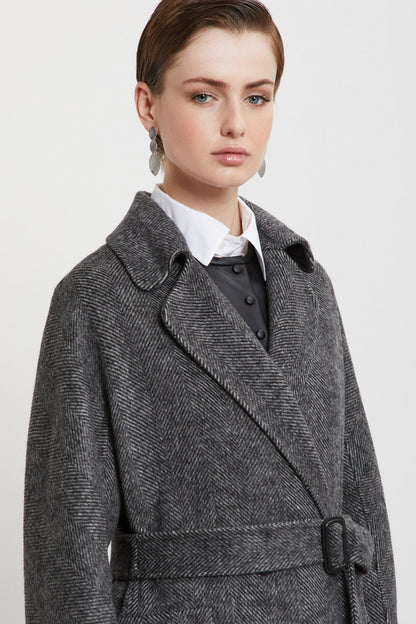 Cappotto spigato cintura