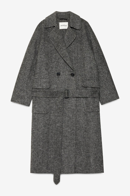 Cappotto spigato cintura