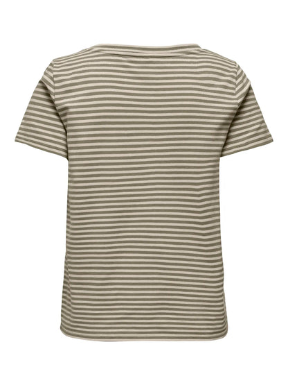 T-shirt scollo V righe