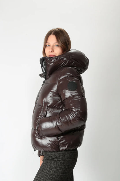 Piumino lucido cappuccio