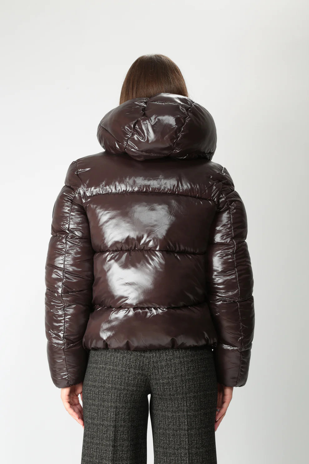 Piumino lucido cappuccio