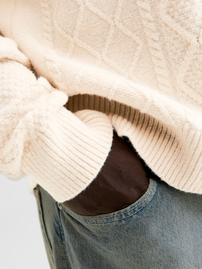 Maglia girocollo lavorata