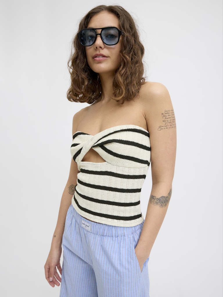 Top rigato a fascia