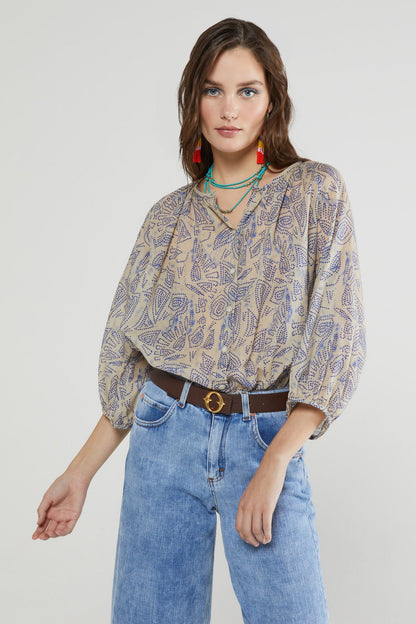 Camicia over fantasia bicolore