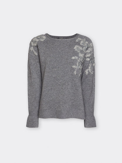 Maglia fiori ricamati