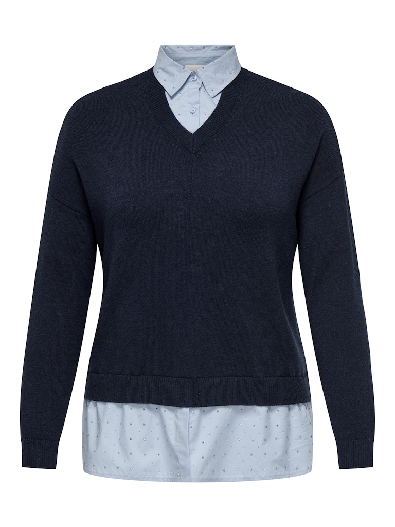 Maglia scollo V finta camicia