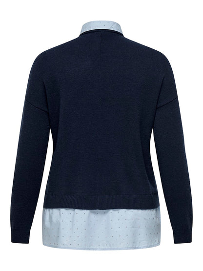 Maglia scollo V finta camicia