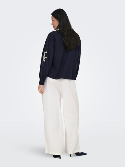 Camicia maniche lunghe ricami