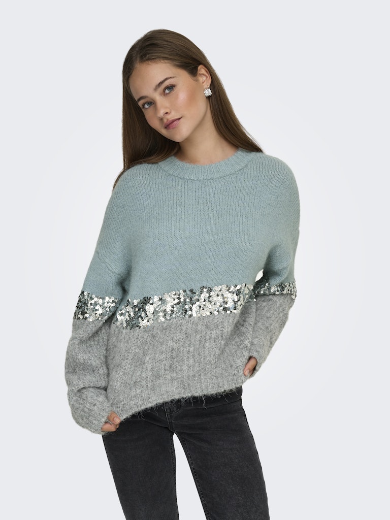 Maglia girocollo riga paillettes