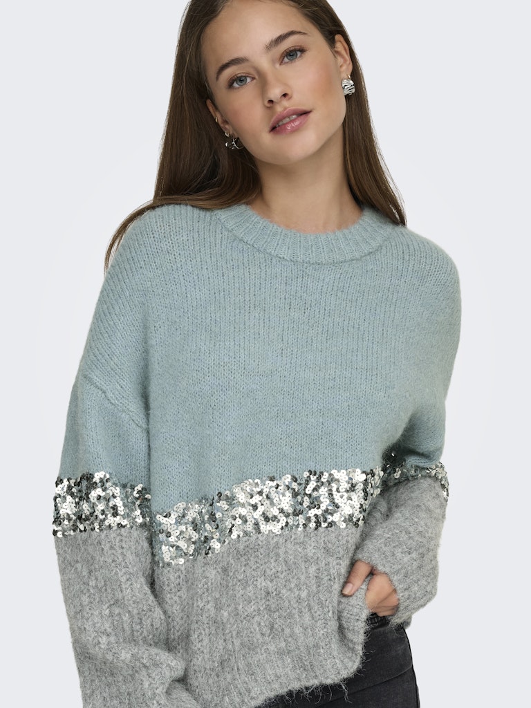 Maglia girocollo riga paillettes